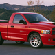 A red 2004 Dodge Ram SRT-10.